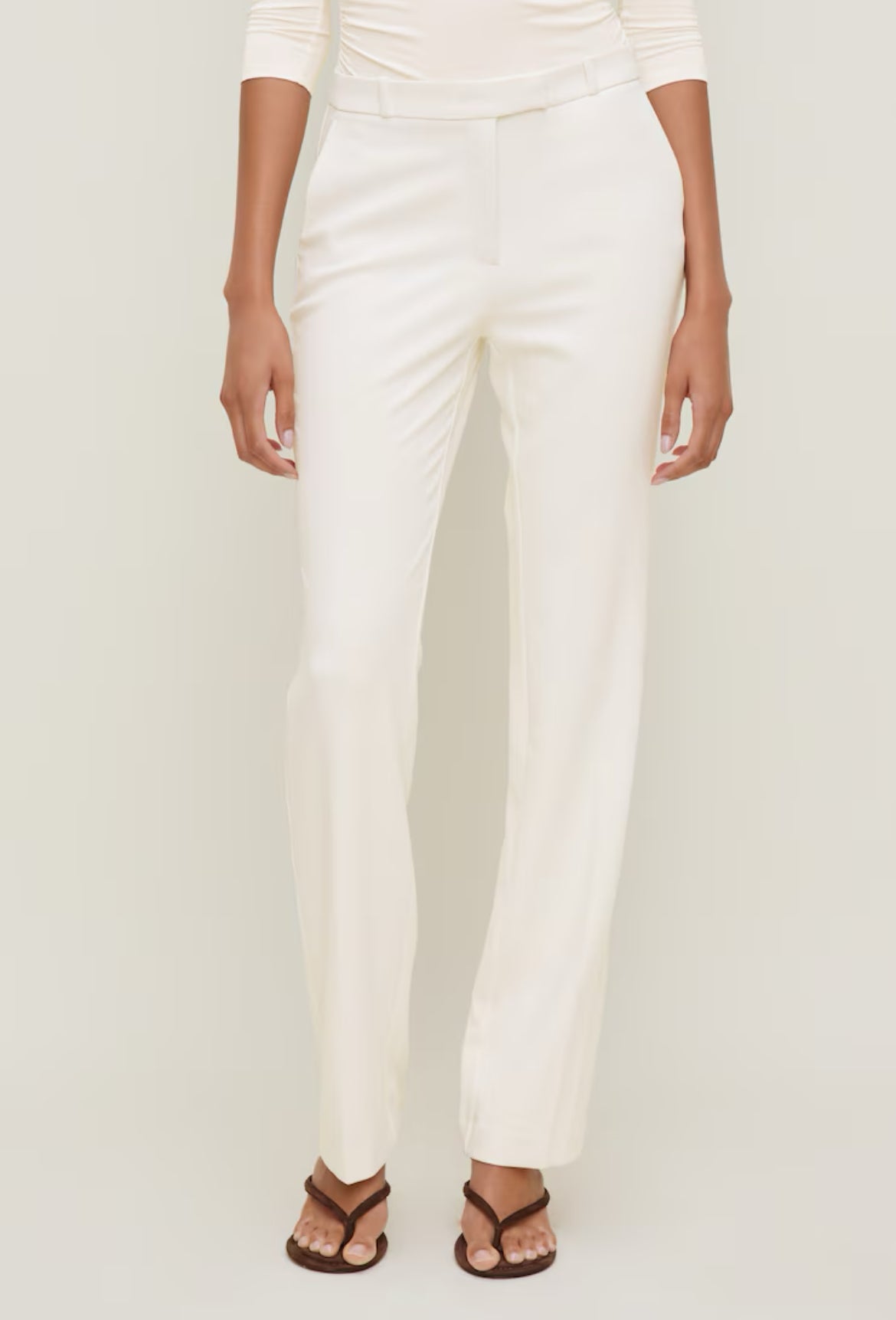 High Rise Slim Straight Leg Pants